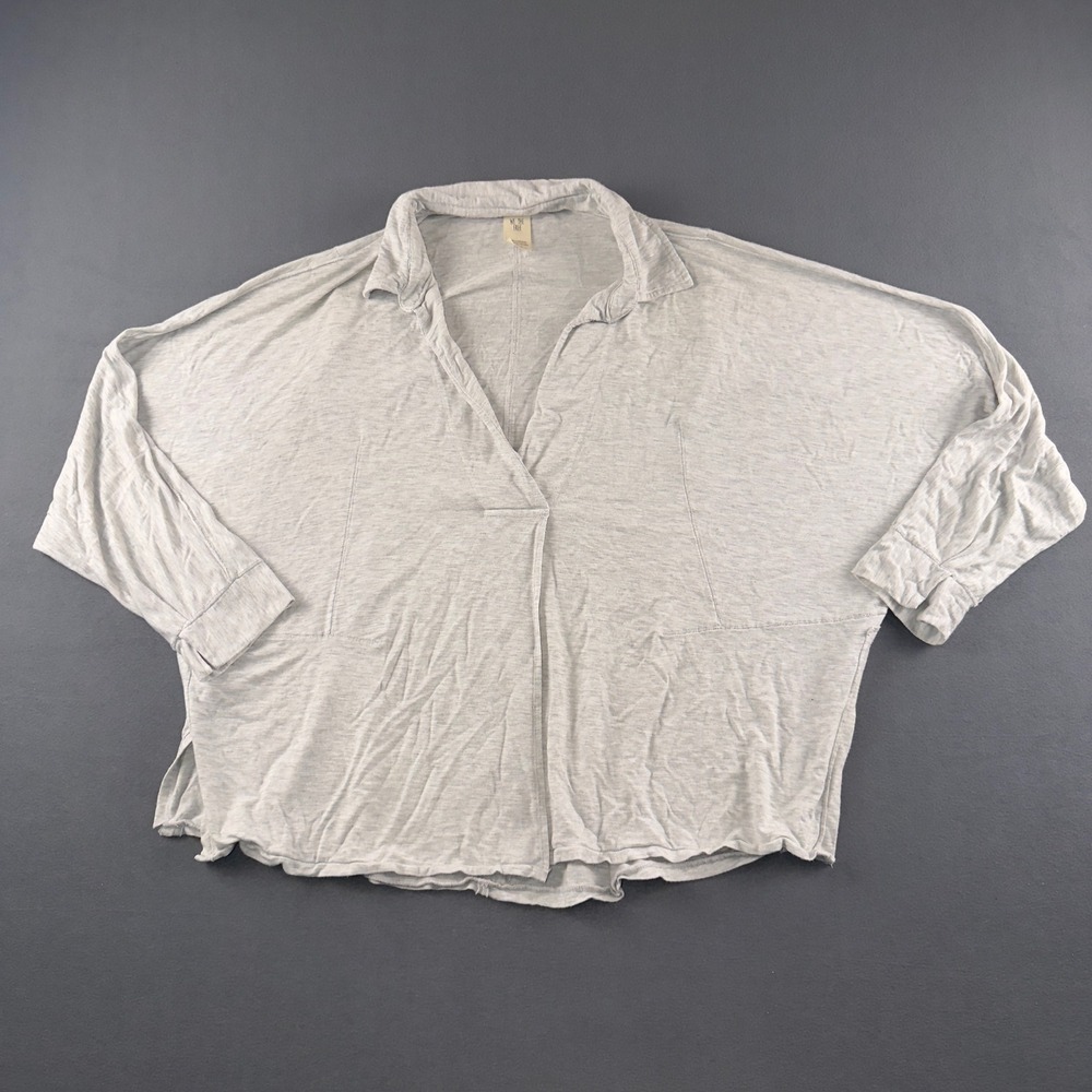 We The Free Free People Cant Fool Me Split Front Top Heather Gray Small